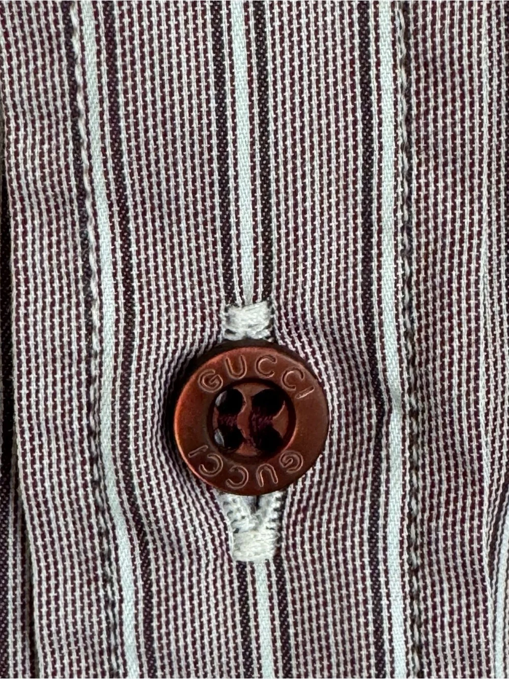 Vintage Gucci Men's Striped Dress Shirt, Tom Ford Era, Mauve Pink, Sz 17.5/44